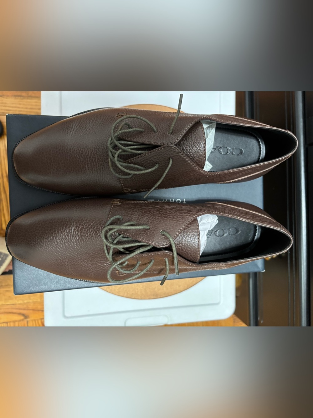 Coach Men's Brown Pebbled Leather Lace-Up Oxfords size 9